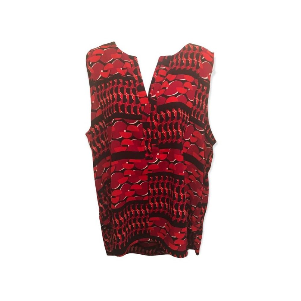 Woman's Designer Print Career  Blouse / Red Print XL